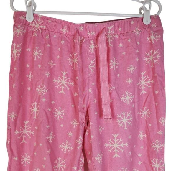 Old Navy Snowflake Elastic Waistband 100% Cotton Jogger Pajama Pants Pink Medium - Picture 2 of 13